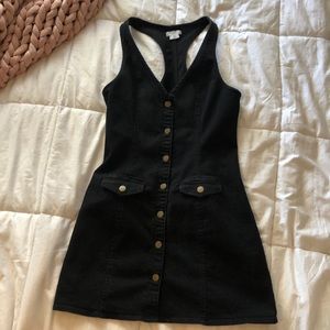 button front black dress